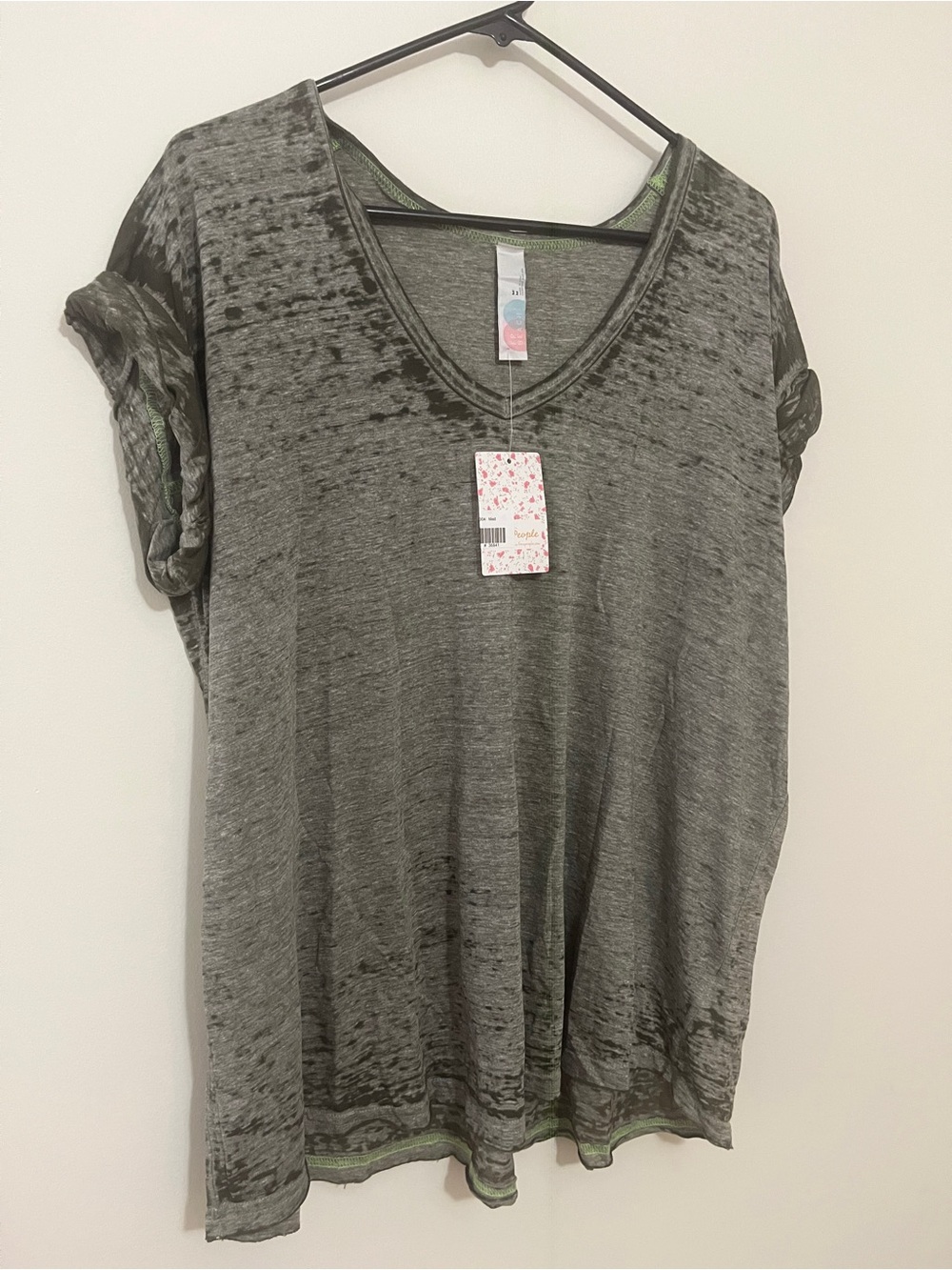 Free People Beach Olive V-Neck Short Sleeve Tee